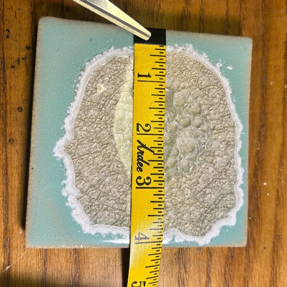 Dock 6 Ceramic Coasters 4x4 Turquoise Glass Geode Crackle Glaze Made USA Set 4